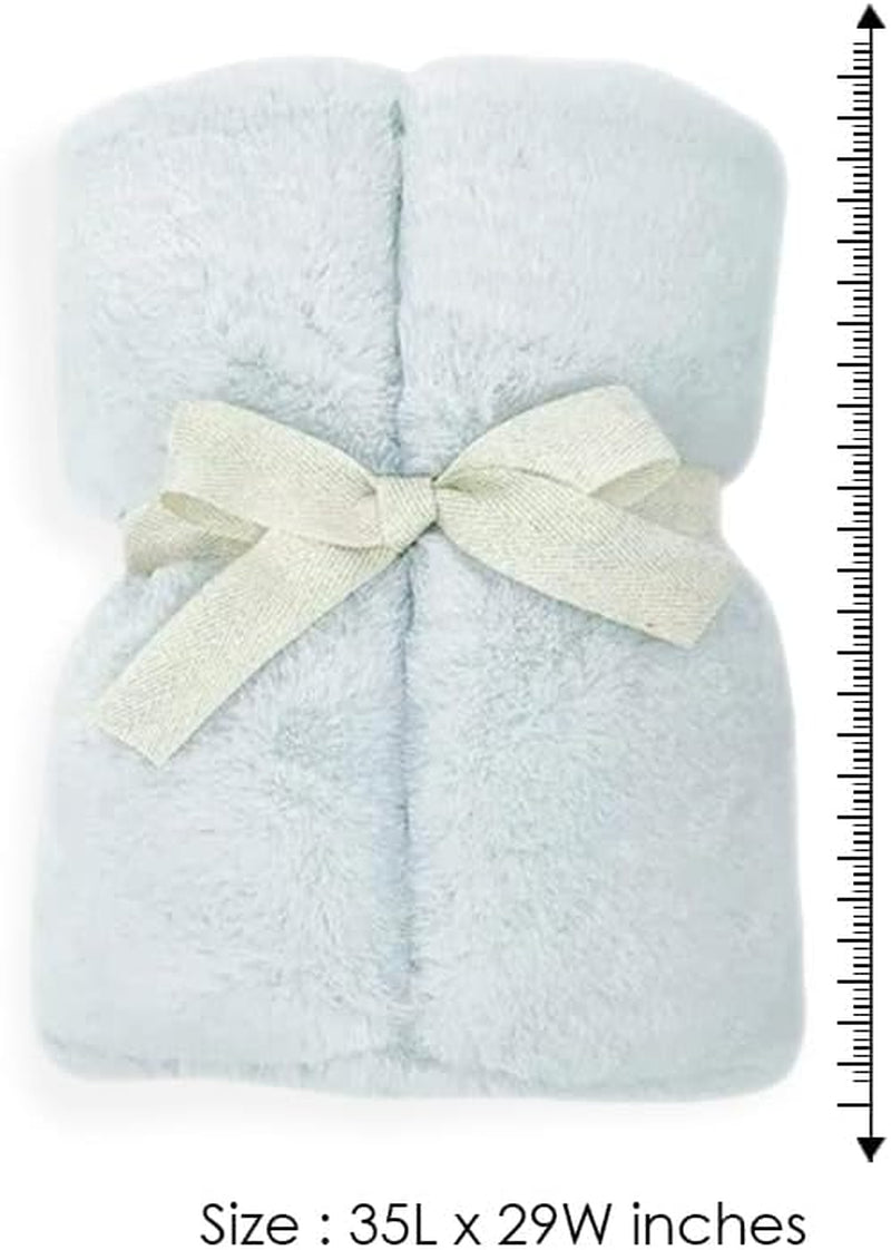 MON AMI Charmante Powder Blue Faux Fur Baby Blanket – 35X29”, Cotton Muslin Lined, Comfortable Travel Blanket, Nursery Bed Blanket, Toddlers Blanket