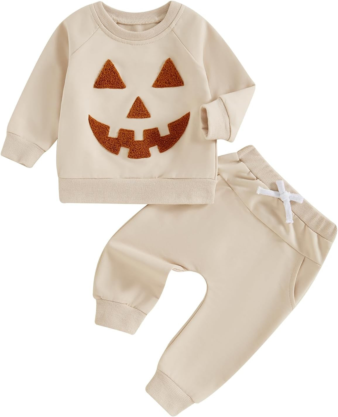 Adobabirl Toddler Baby Halloween Outfit Boy Girl Pumpkin Patch Crew Sweatshirt and Pants Set Halloween Fall Baby Clothes