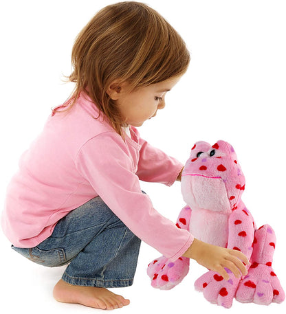 Big Mo'S Toys Love Frog - Plush Valentine'S Day Anniversary Pink and Red Heart Printed Small Soft Stuffed Frogs Animals for All Ages 8.5"