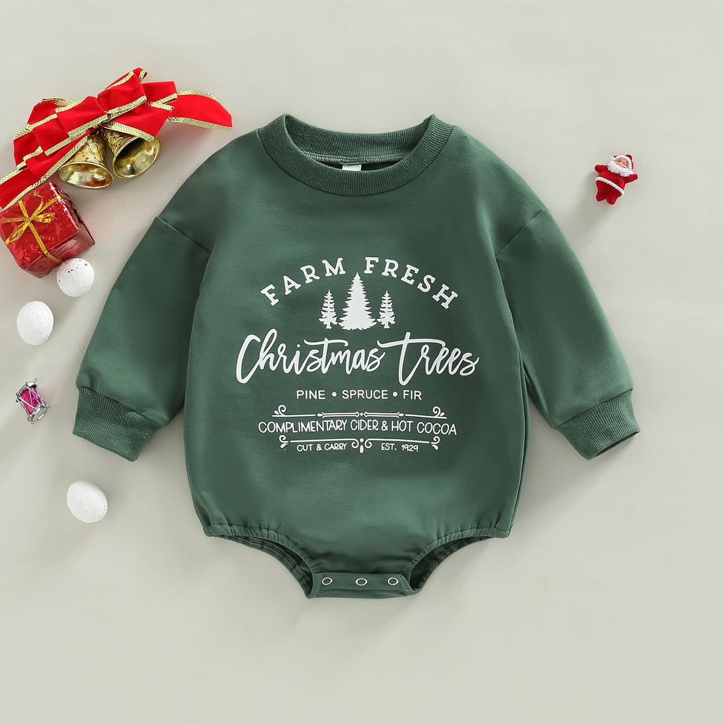 My First Christmas Outfit Baby Girl Boy Letter Bubble Romper Oversized Onesie Sweatshirt Fall Winter Clothes