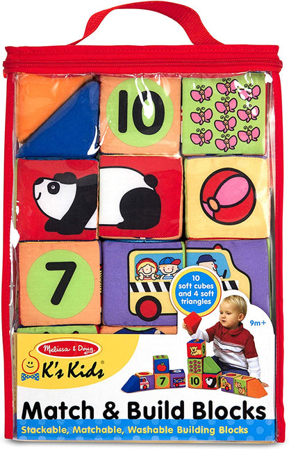 Melissa & Doug K'S Kids Match and Build Soft Blocks Set for Toddlers, Building Blocks, Sensory Baby Stacking Toys