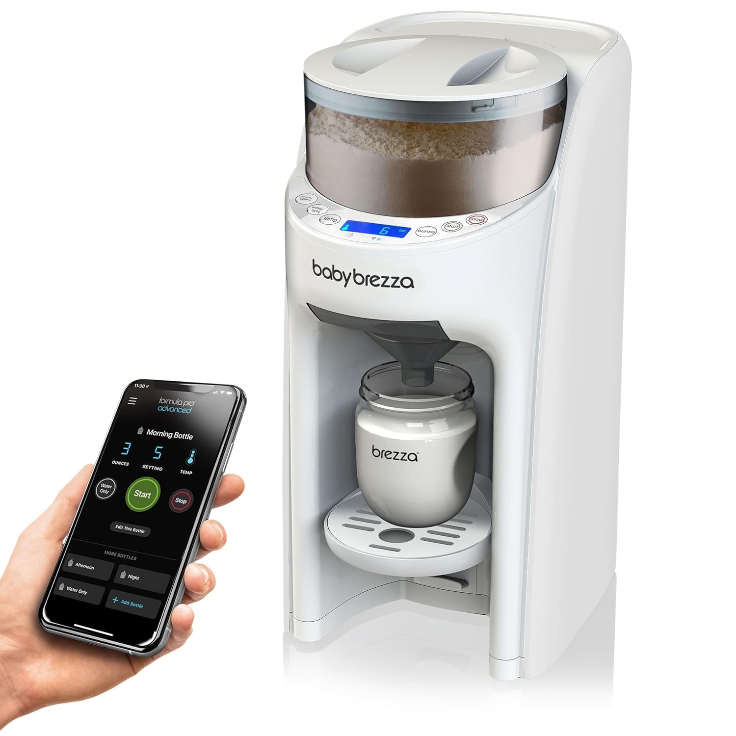 Baby Brezza Formula Pro Advanced Wifi Formula Dispenser - Automatically Mix a Warm Formula Bottle from Your Phone Instantly – Easily Make Bottle with Automatic Powder Blending Machine, White