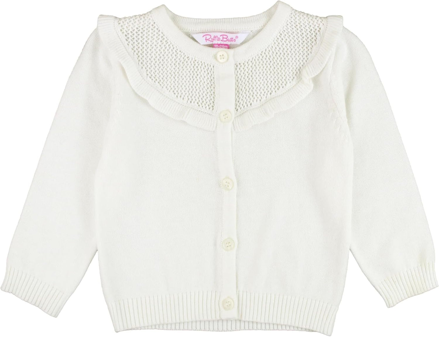 Rufflebutts® Baby/Toddler Girls Ruffled Long Sleeve Cardigan Button-Up Sweater