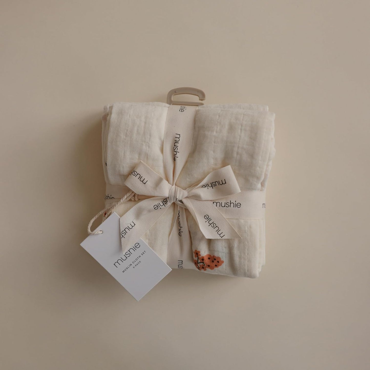 Mushie Muslin Baby Cloths | 100% Organic Cotton | 23.5" X 23.5" (Fog) 3-Pack