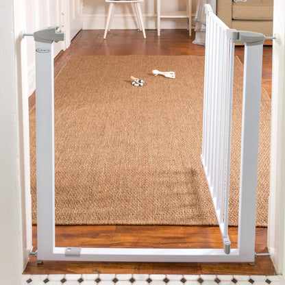 Graco Safe N' Secure Walk-Through Metal Safety Gate (White) - Expands from 28.75-42 Inches, 30 Inches Tall, Includes 3 Extensions, Pressure Mounted Walk Thru Baby Gate, Perfect for Children and Pets