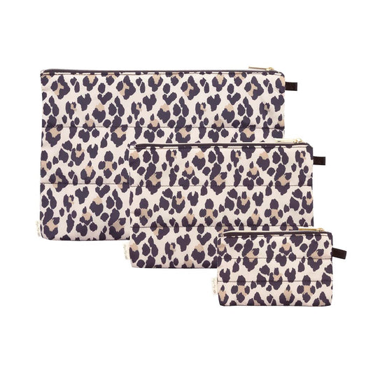 Itzy Ritzy Travel Packing Cubes Set of 3 – Lightweight Packing Cubes for Luggage, Diaper Bag & Purse - Made of Soft Puffer Material and Perfect for Travel - Set of 3 Different Sizes, Leopard