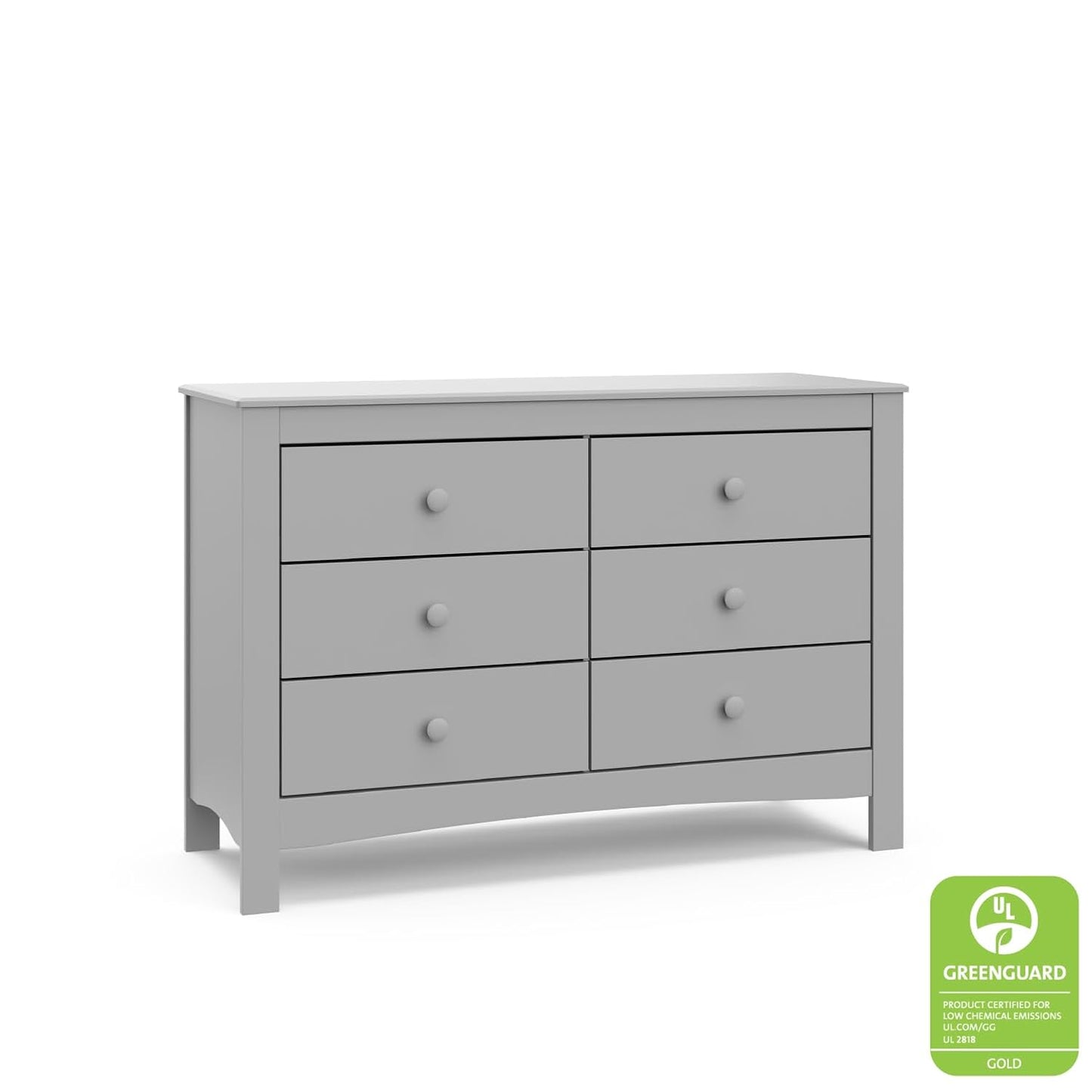 Graco Noah 6 Drawer Double Dresser (Pebble Gray) - GREENGUARD Gold Certified, 6 Drawer Double Dresser for Kids Bedroom, Universal Design for Nursery and Kids Bedroom