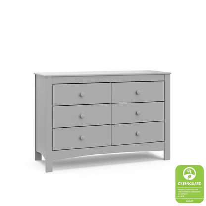 Graco Noah 6 Drawer Double Dresser (Pebble Gray) - GREENGUARD Gold Certified, 6 Drawer Double Dresser for Kids Bedroom, Universal Design for Nursery and Kids Bedroom