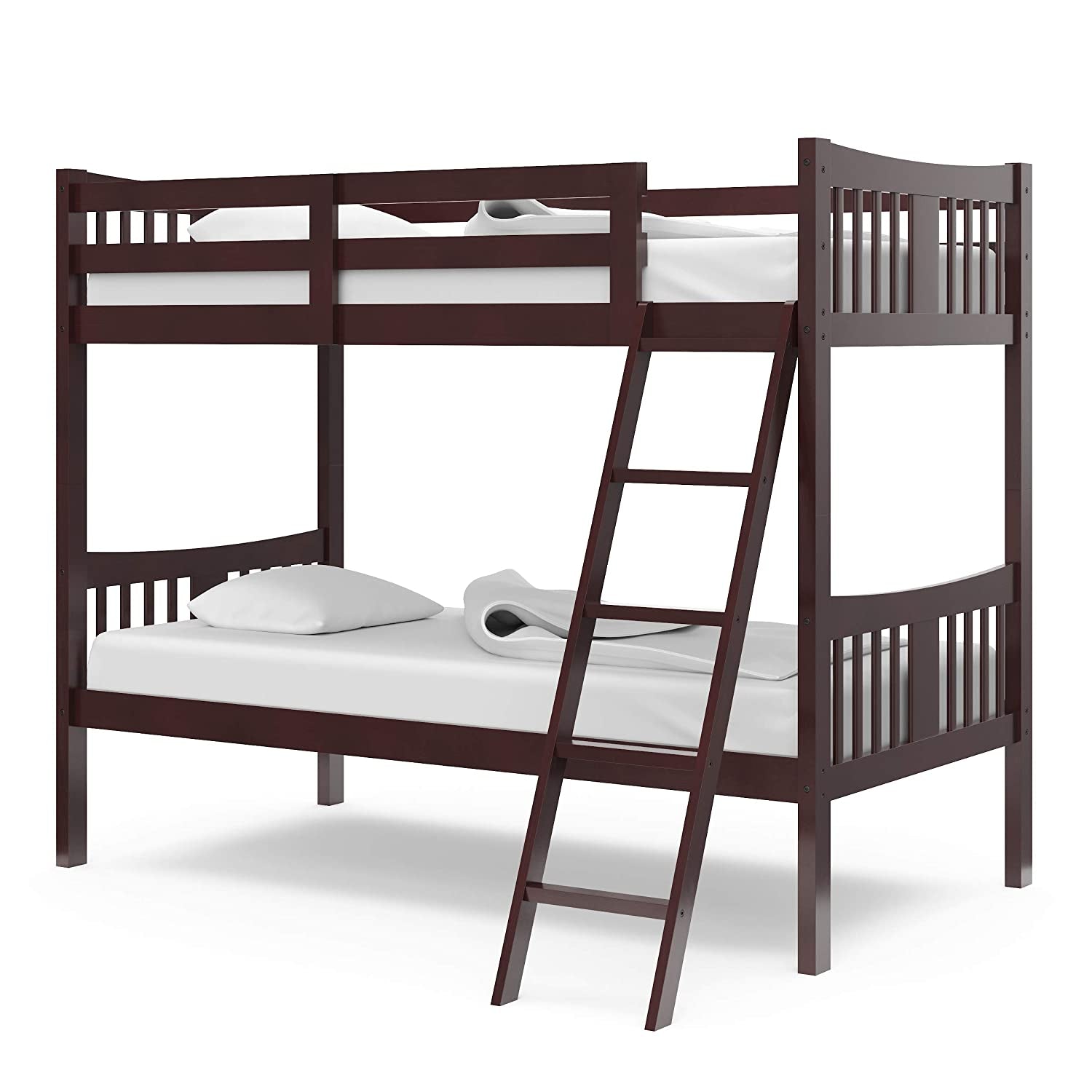 Storkcraft Caribou Bunk Bed Twin over Twin Bunk Bed (Espresso) - GREENGUARD Gold Certified, Twin Bunk Beds for Kids, Converts to 2 Individual Twin Beds, Bunk Beds for Kids