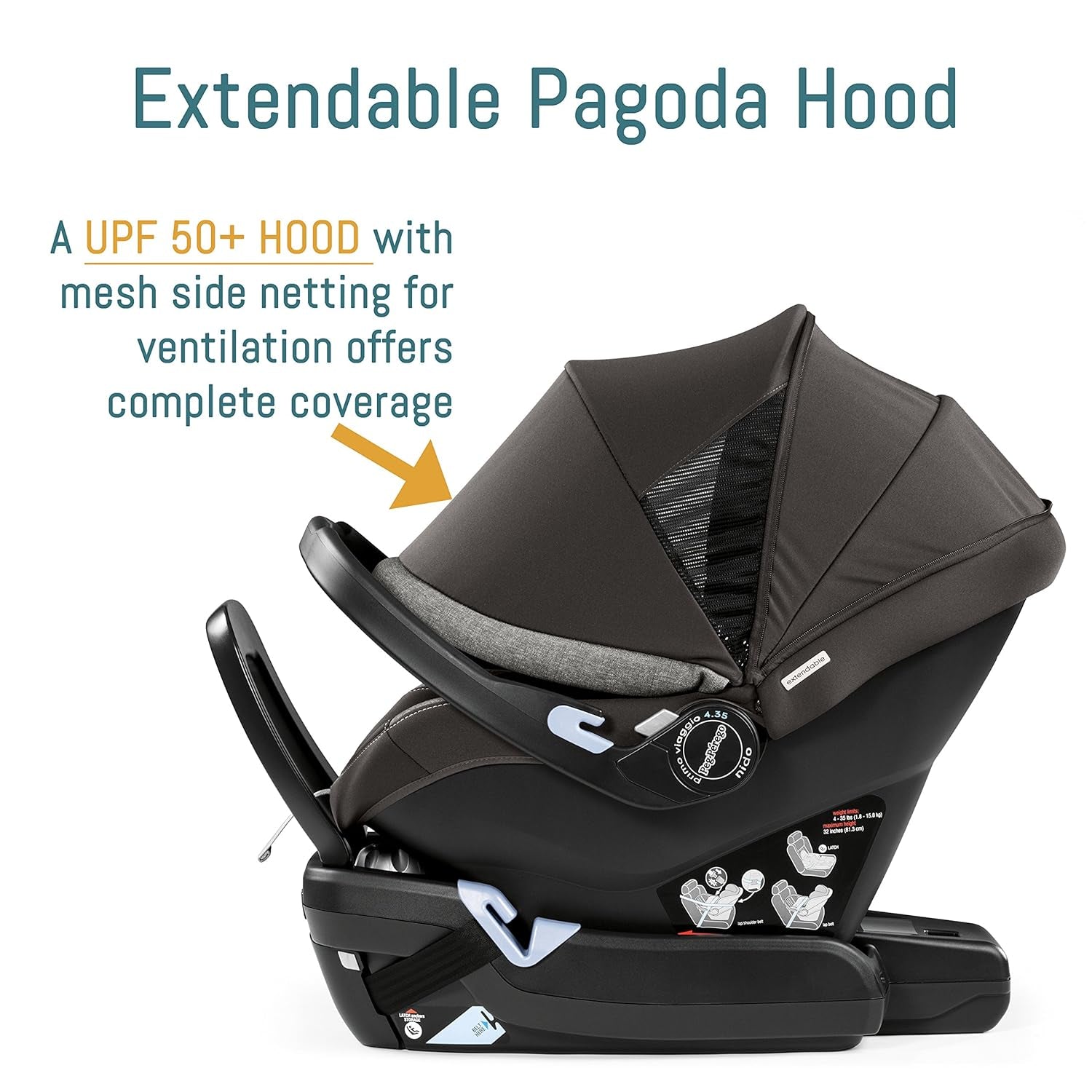 Peg Perego Ypsi Travel System - Includes Ypsi Lightweight Reversible Stroller and Primo Viaggio 4-35 Nido Infant Car Seat - Made in Italy - Atmosphere (Grey)