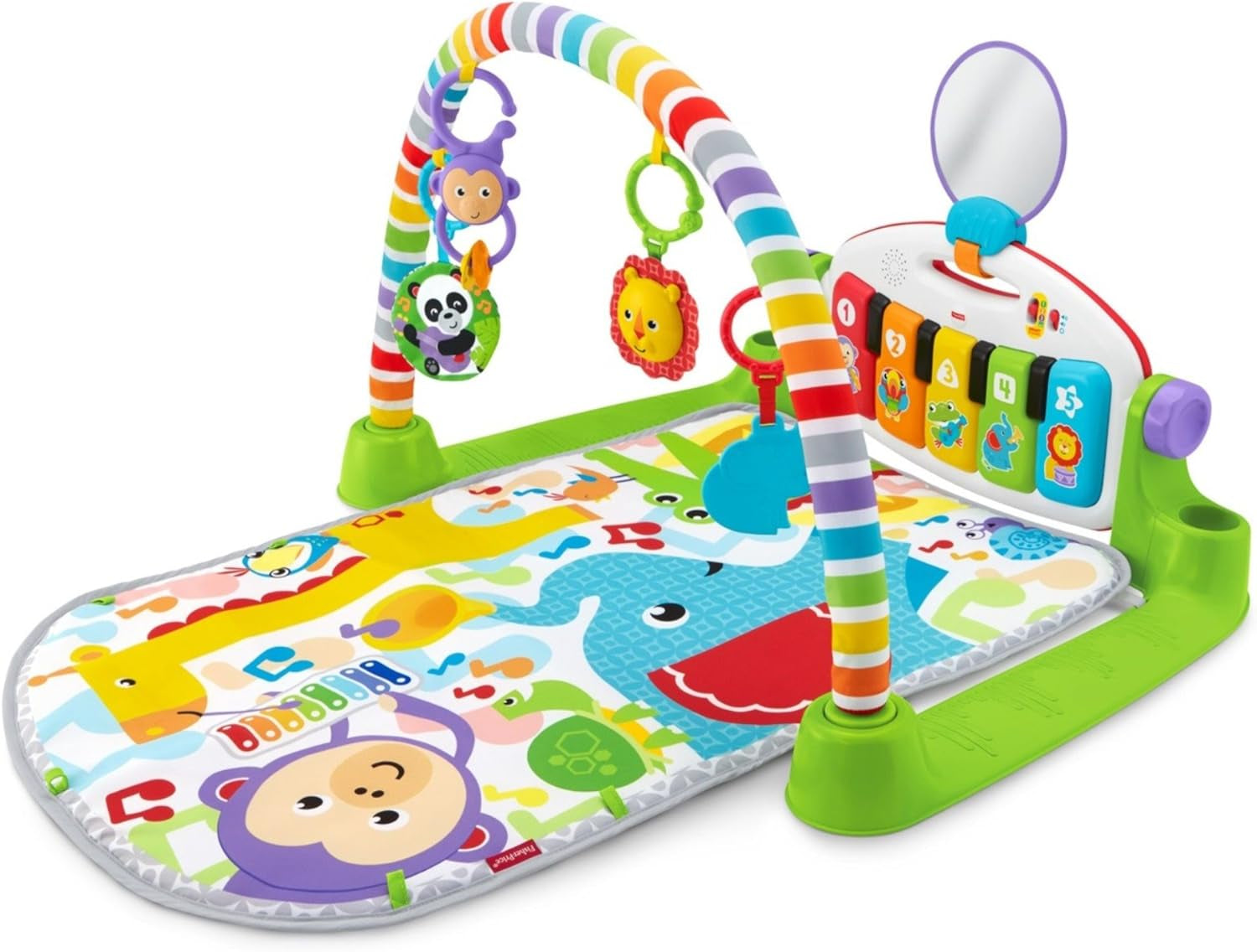 Fisher-Price Baby Playmat Deluxe Kick & Play Piano Gym, Green Musical Learning Toy with Developmental Activities for Newborns 0+ Months