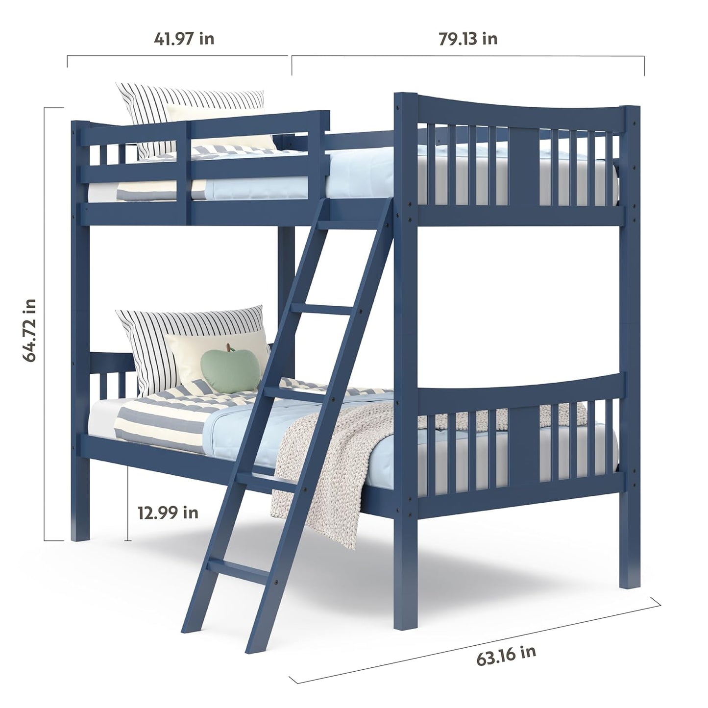 Storkcraft Caribou Twin-Over-Twin Bunk Bed (Navy) – GREENGUARD Gold Certified, Converts to 2 Individual Twin Beds