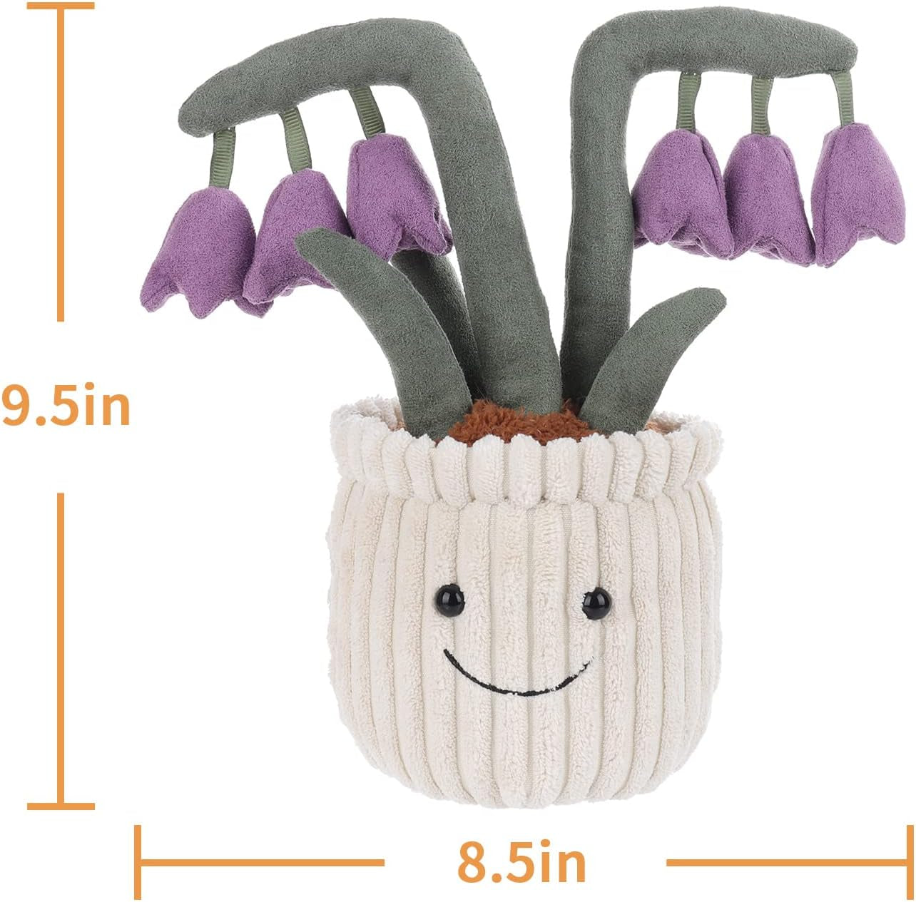 Apricot Lamb Soft Flores Convallariae Plant Plush Toy, Stuffed Purple Flower Pot, Kawaii Plushie for Kids, 9.5"