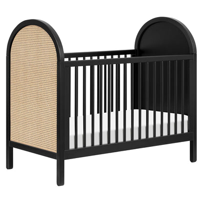 Babyletto Bondi Cane 3-In-1 Convertible Crib with Toddler Bed Conversion Kit in Black with Natural Cane, Greenguard Gold Certified