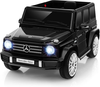 Costzon Ride on Car, Mercedes-Benz G500 Licensed Truck W/Rocking Mode, 3 Speeds, Remote, Horn, Music & LED Lights, Spring Suspension, 12V Battery Powered 4WD G Wagon Electric Vehicle for Kids (Black)