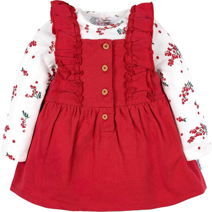 Gerber Baby & Toddler Girls' 2-Piece Overall Dress Set