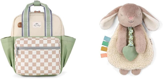 Itzy Ritzy Toddler Backpack with Adjustable Straps & Spacious Interior plus Itzy Lovey Bunny with Teether, Crinkle Sound & Dangle Arms