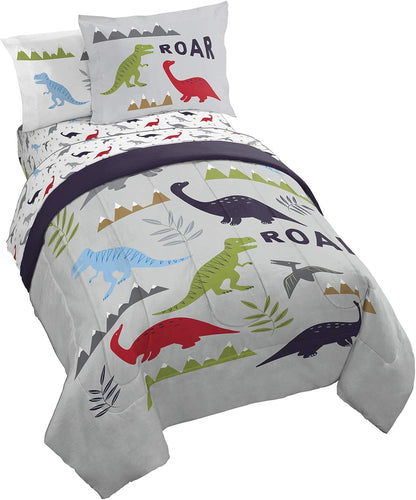 Jay Franco Trend Collector Dinosaur Roar 4 Piece Toddler Bed Set - Includes Comforter & Sheet Set - Super Soft Fade Resistant Microfiber Bedding