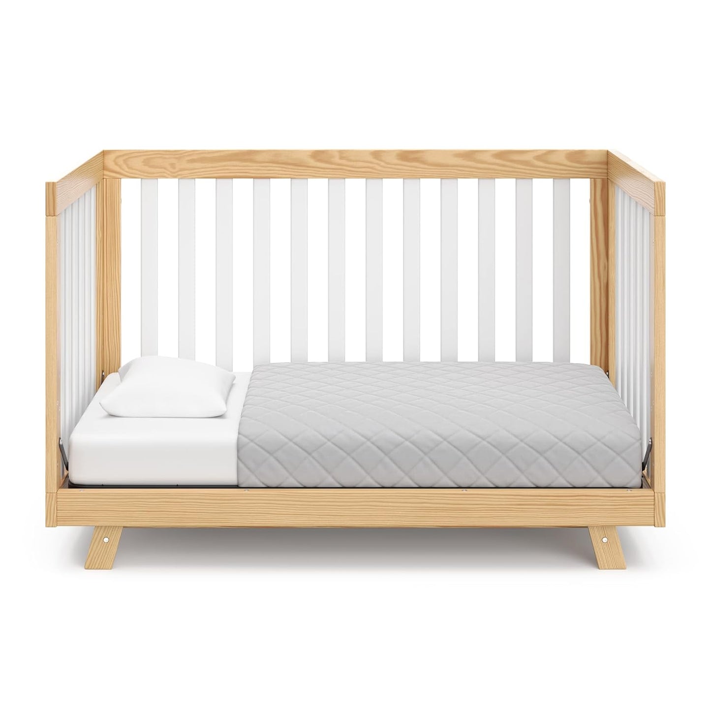 Storkcraft Beckett Convertible Crib (Natural with White Slats) – Converts from Baby Crib to Toddler Bed and Daybed, Fits Standard Full-Size Crib Mattress, Adjustable Mattress Support Base