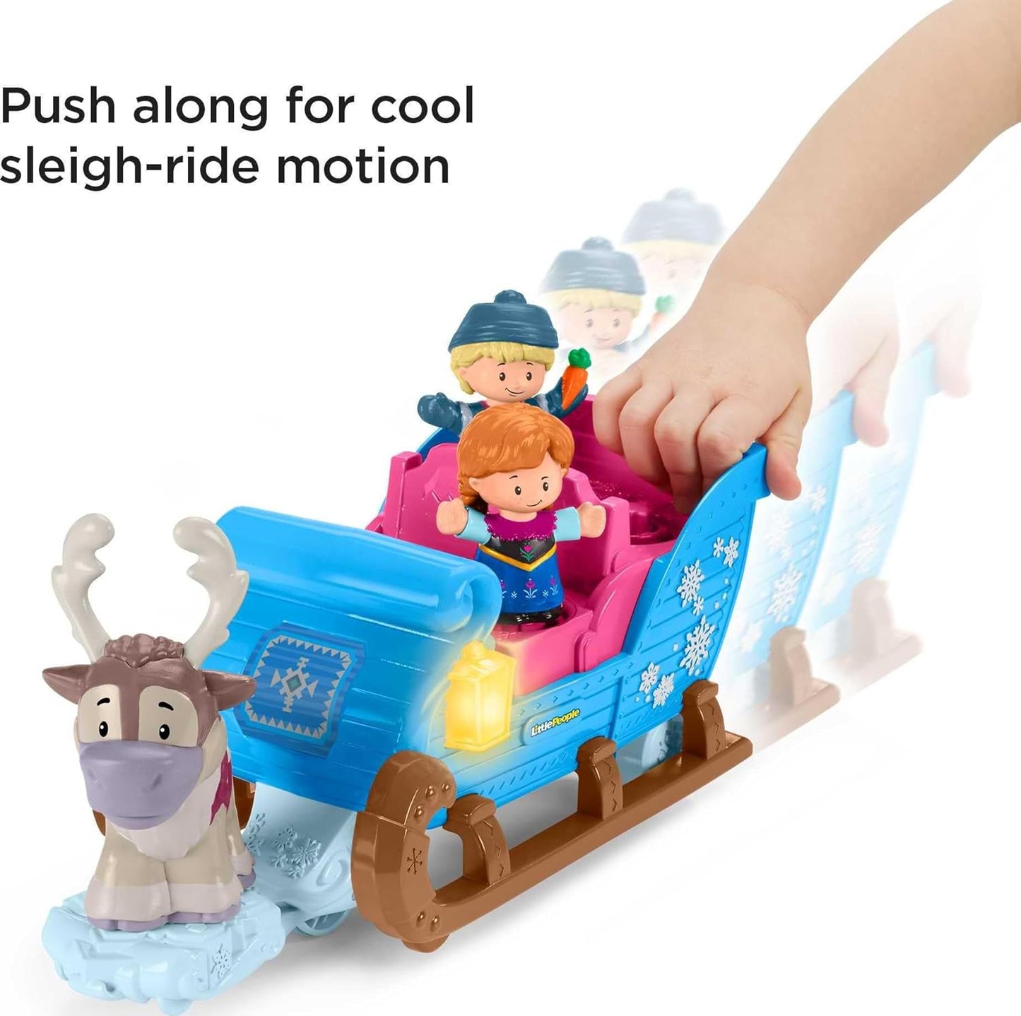 Fisher-Price Little People Toddler Toy Disney Frozen Kristoff’S Sleigh Vehicle with Character Figures for Pretend Play Kids Ages 18+ Months