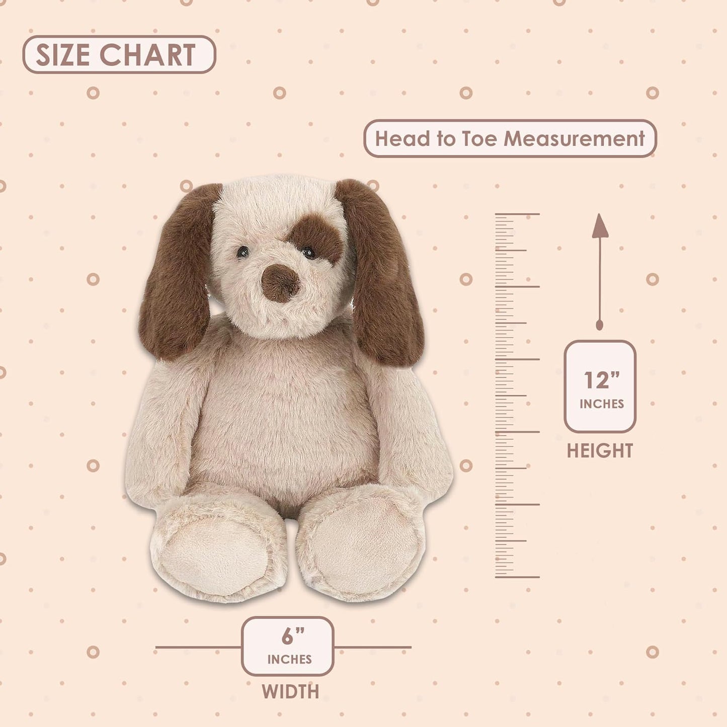 MON AMI Spot Puppy Plush Animal Toy - 12”, Handcrafted Premium Stuffed Dog Toy, Soft Cuddly Toy Gifts for Little Boys/Girls & Kids of All Ages