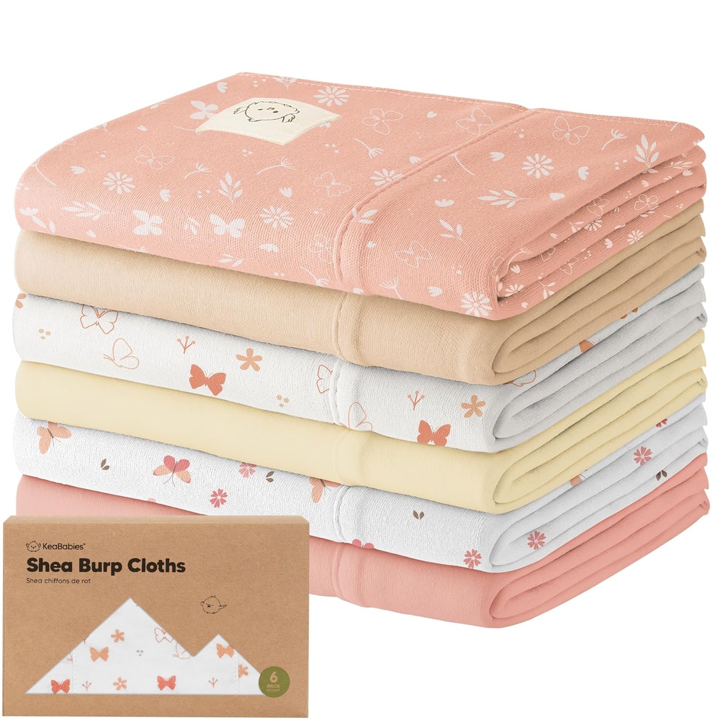 Organic Burp Cloths Baby Girl, Boy - 6-Pack Large Baby Burp Cloths, Super Absorbent Burping Cloths for Babies, Soft & Plush Cotton Burp Cloth, Spit up Burp Rags, Newborn Burp Clothes (Wilderness)