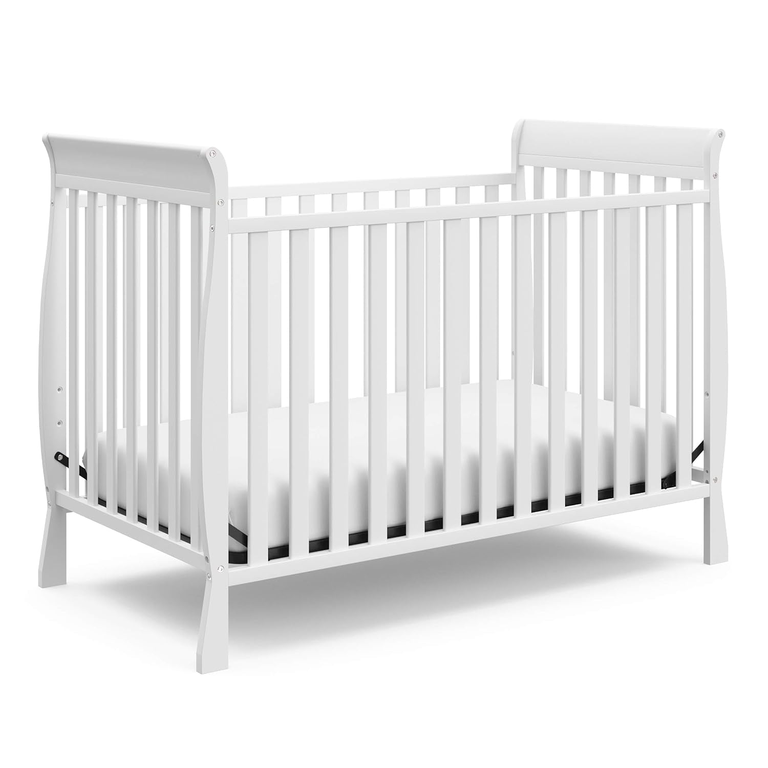 Storkcraft Maxwell Convertible Crib (White) – GREENGUARD Gold Certified, Converts to Toddler Bed and Daybed, Fits Standard Full-Size Crib Mattress, Classic Crib with Traditional Sleigh Design