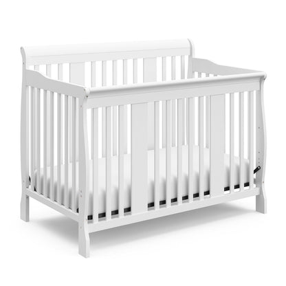 Storkcraft Tuscany 4-In-1 Convertible Crib (White) - Easily Converts to Toddler Bed, Day Bed or Full Bed, 3 Position Adjustable Height Mattress (Mattress Not Included)