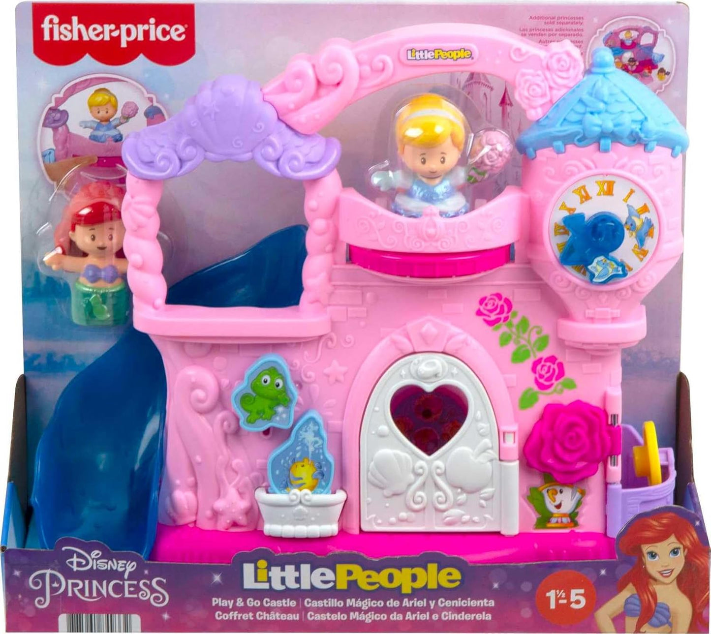 Fisher-Price Little People Toddler Toy Disney Princess Play & Go Castle Portable Playset for Pretend Play Kids Ages 18+ Months​