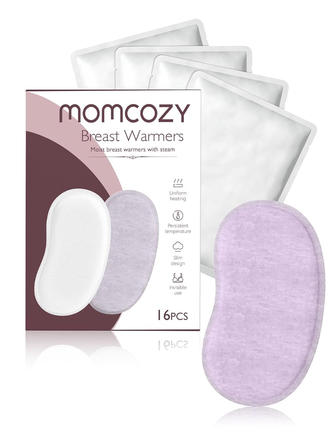 Momcozy Instant Heat Breast Warmers - Easy Release for Soothing Warmth - Lasting Heat Relief for Breastfeeding Challenges, Individually Packaged, Improve Milk Flow, 8 Pcs