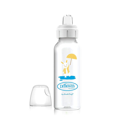 Dr. Brown'S Milestones Narrow Sippy Bottle, 100% Silicone Soft Sippy Spout, 8Oz/250Ml, Fox & Lion, 6M+