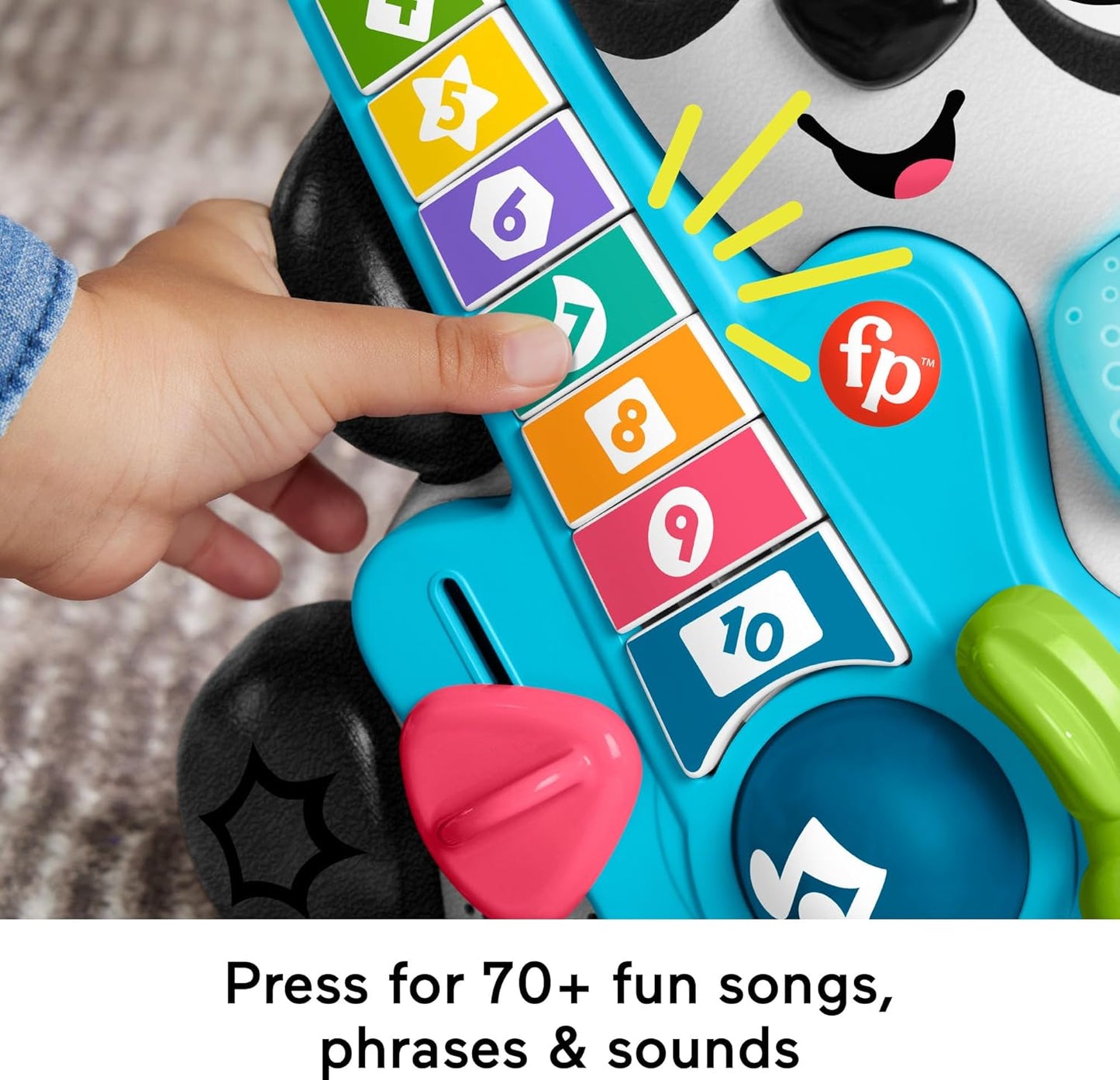 Fisher-Price Baby Learning Toy Link Squad Jam & Count Panda with Music & Lights for Ages 9+ Months, Compatible Only with Link Squad Items