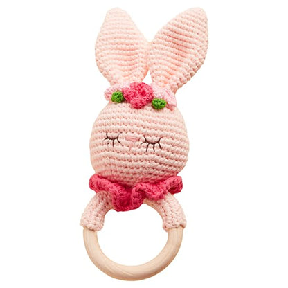 Chippi & Co Crochet Baby Rattle, Crochet Baby Toys, Stuffed Baby Doll, Organic Wooden Newborn Toys, Knitted Stuffed Animals for Babies Boy, Girl, Christmas Gifts for New Parents (Baby Reindeer)