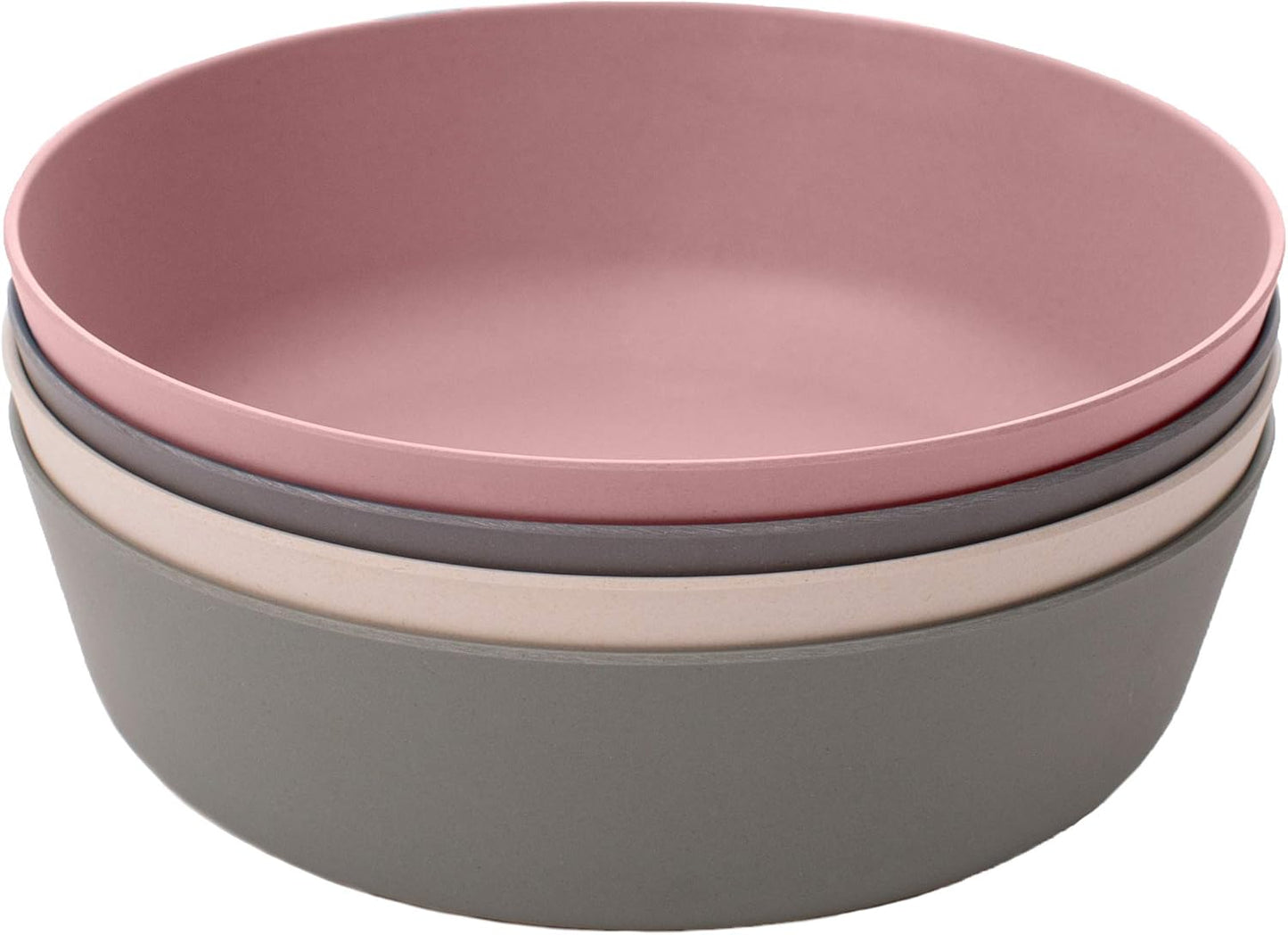 Weesprout Bamboo Kids Bowls, Set of Four 10 Oz Kid-Sized Bamboo Bowls, Dishwasher Safe Kid Bowls (Pink, Green, Gray, & Beige)