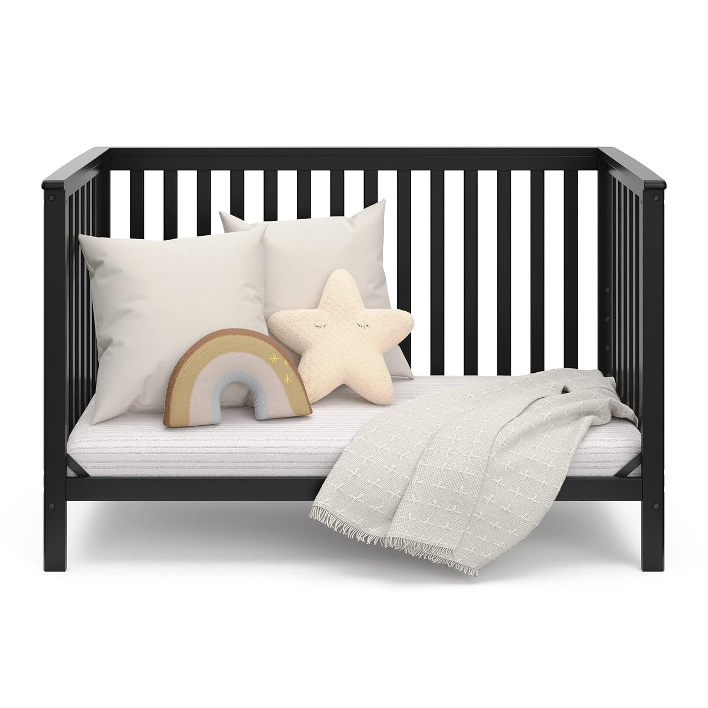 Storkcraft Hillcrest 4-In-1 Convertible Crib (Black) - Converts to Daybed, Toddler Bed, and Full-Size Bed, Fits Standard Full-Size Crib Mattress, Adjustable Mattress Support Base