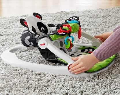 Fisher-Price Portable Baby Chair Sit-Me-Up Floor Seat with Developmental Toys and Crinkle & Squeaker Seat Pad, Panda Paws