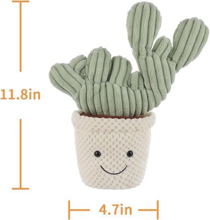 Apricot Lamb Soft Cactus Plant Plush Toy, Stuffed Green Pot, Kawaii Plushie for Kids, 12"