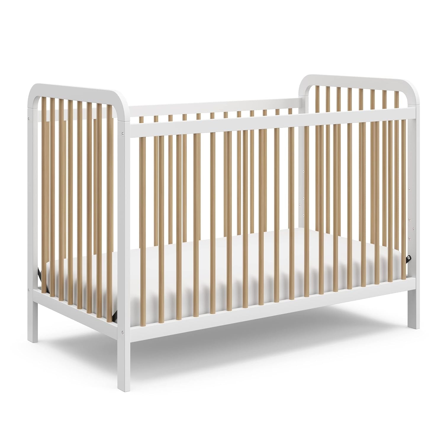 Storkcraft Pasadena 3-In-1 Convertible Crib (Pebble Gray/White) – GREENGUARD Gold Certified, Converts to Daybed and Toddler Bed, Fits Standard Full-Size Crib Mattress, Adjustable Mattress Height