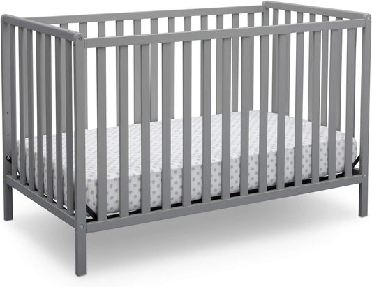 Delta Children Heartland 4-In-1 Convertible Crib - Greenguard Gold Certified, Grey