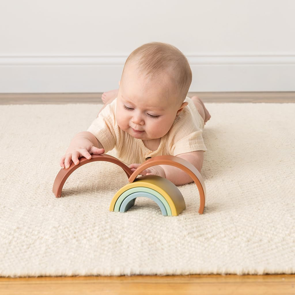 Itzy Ritzy Rainbow Stacker Toy - Includes 5 Arches for Stacking; Helps Develop Hand-Eye Coordination; Rainbow