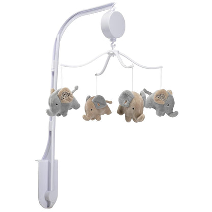 Bedtime Originals Elephant Love Musical Baby Crib Mobile Soother Toy - Gray