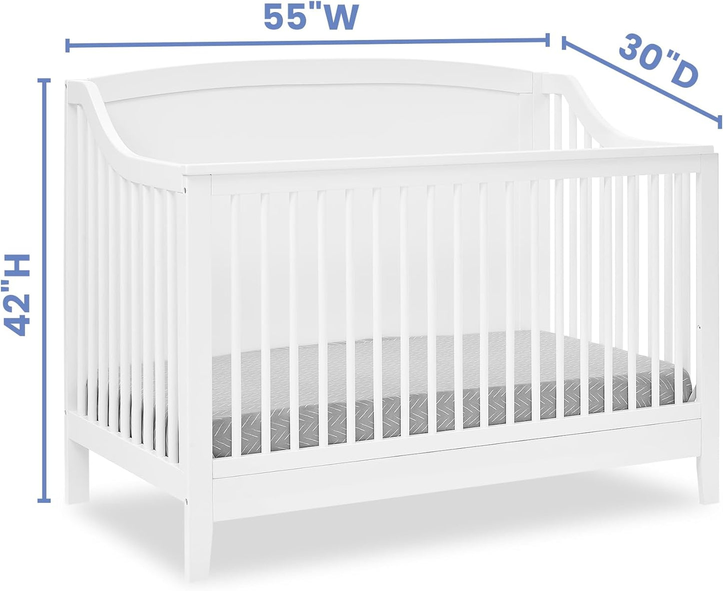 Delta Children Campbell 6-In-1 Convertible Crib - Greenguard Gold Certified, Bianca White