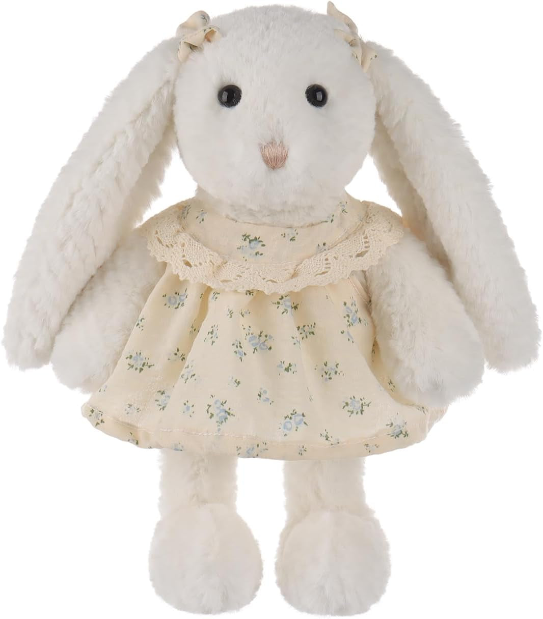 Apricot Lamb Lady Bunny Plush Stuffed Animals for Kids, Soft Cute Rabbit Plush Toys for Baby Girl and Boy, Fluffy Lady Bunny White 7.1 Inches