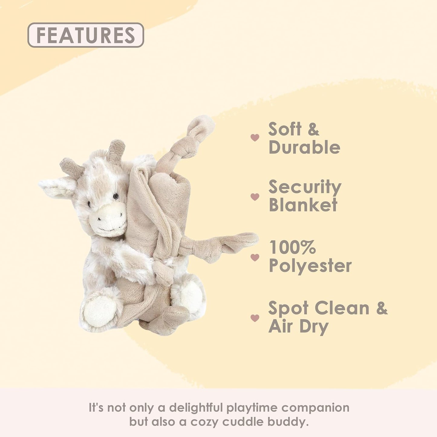 MON AMI Gentry the Giraffe Plush Lovey for Babies – 13.5” | Knotted Security Blanket for Newborns