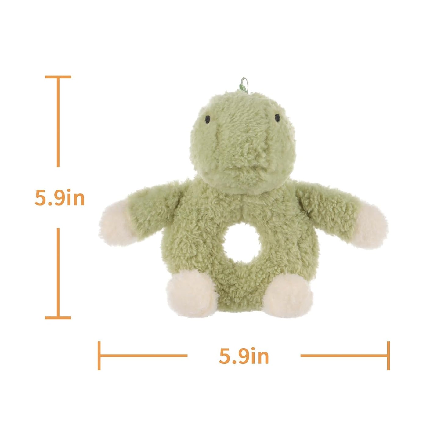 Apricot Lamb Baby Dinosaur Soft Rattle Toy, Plush Stuffed Animal for Newborn Soft over 0 Months (Dinosaur, 6 Inches)