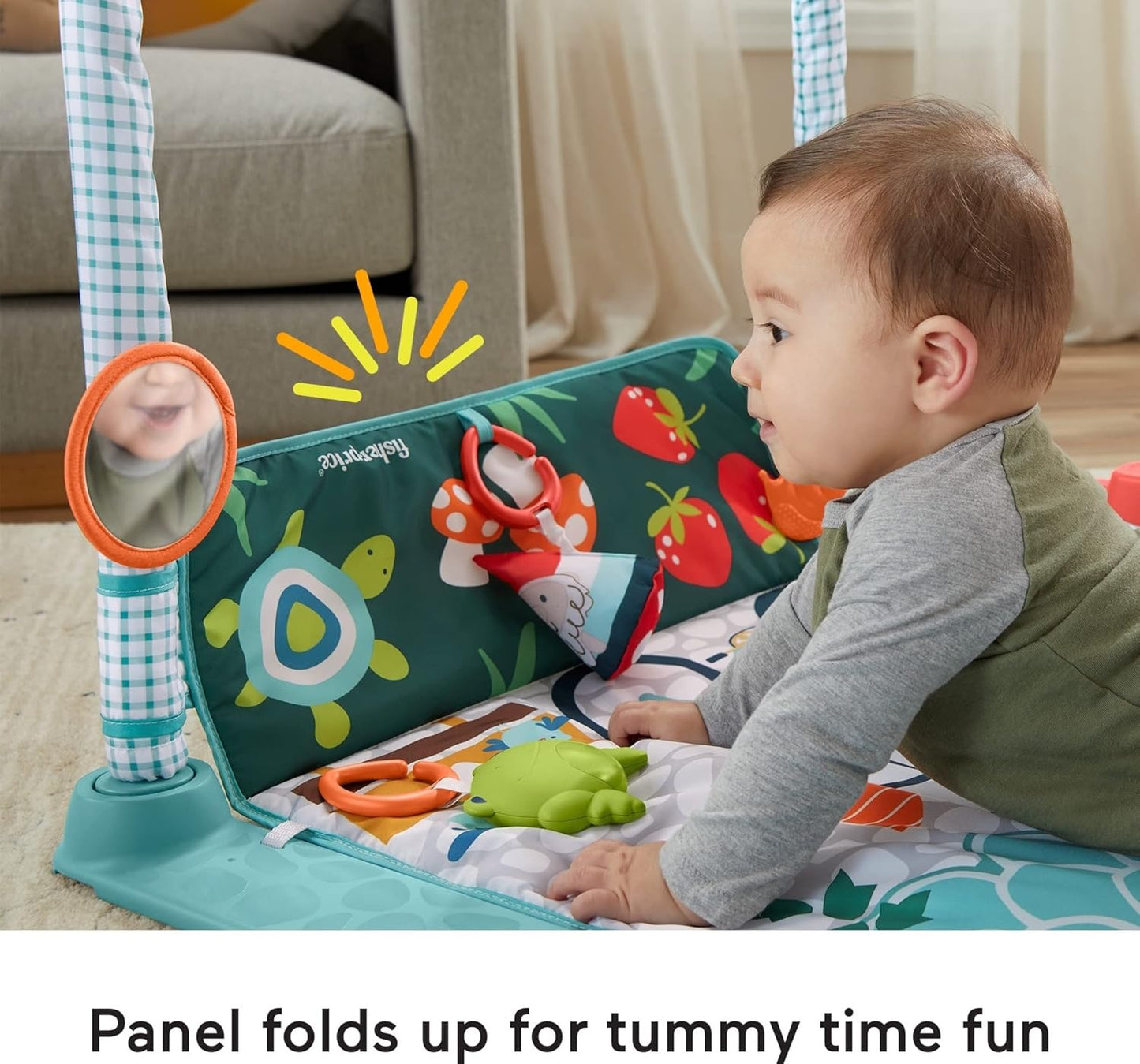 Fisher-Price Baby Playmat 3-In-1 Crawl & Play Activity Gym, Cottage Theme with Tunnel & Developmental Toys for Newborns 0+ Months