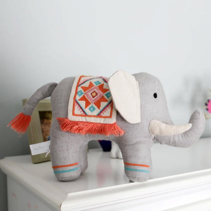 Mon Ami Plush Indian Stuffed Elephant – 11”, Draped with an Ornate Tribal Blanket, Plush Toy for Nursery/Home Décor, Fun Stuffed Toy for Boys & Girls