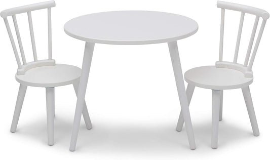 Delta Children Homestead Kids Table & 2 Chairs Set - Ideal for Arts & Crafts, Greenguard Gold Certified, Bianca White