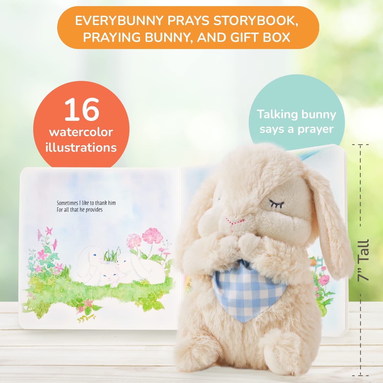 Tickle & Main Everybunny Prays the Praying Musical Bunny, Ideal Baptism & Holiday Gifts for Boys, Babies & Toddlers on Christmas & Thanksgiving (Blue, 7 In)