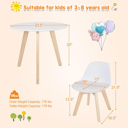 Costzon Kids Table and Chair Set, 3 Pcs Wood Activity Play Table W/Padded Seat & Wood Legs for Arts, Crafts, Reading, Preschool, Kindergarten, Playroom, Mid Century Modern Toddler